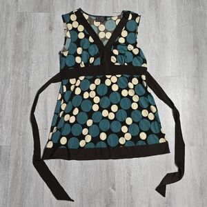 Vintage Y2K Moa Moa Polka Dot Top Blouse Babydoll V Neck Size XL